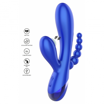 Triple Love Vibrator Albastru