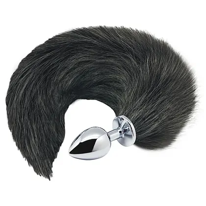 Alive Dop Anal Metalic cu Coadă Fox B/N M - 8 cm