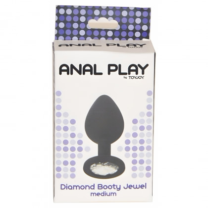 Dop Anal Diamond Jewel Medium Unisex cu Cristal Negru