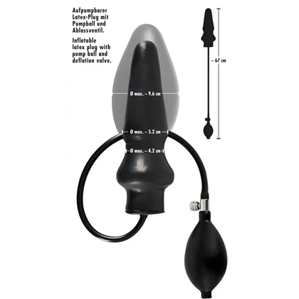 Anal Plug Latex Gonflabil 19.5cm Negru