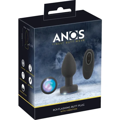 Anos Plug Anal RC cu LED Flash - 7 Moduri, Reîncărcabil Negru