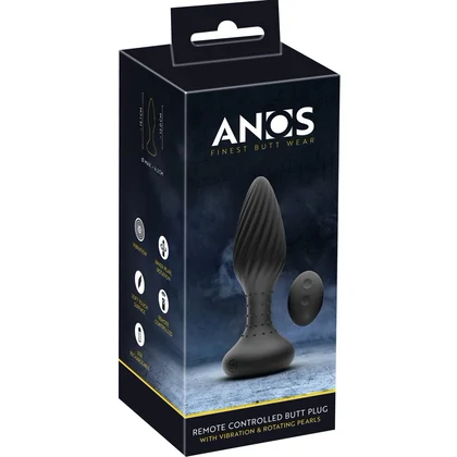 ANOS Plug Anal Rotativ 10 Moduri, Perle Rotative, USB Reîncărcabil Negru