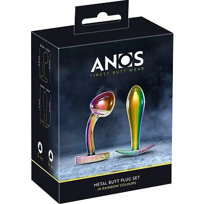 ANOS Set 2 Pluguri Anale Metalice curcubeu, Greutate Optimă