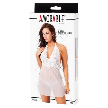 Babydoll Amorable Selene Alb S-L