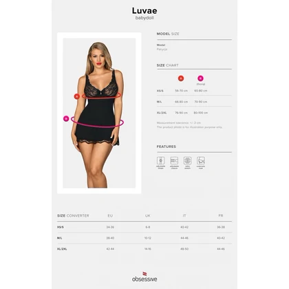 Babydoll Obsessive Luvae Negru 2XL