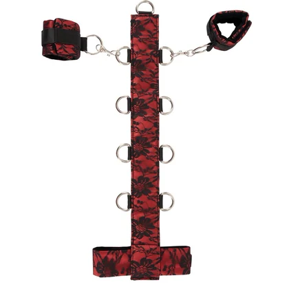 Bad Kitty Guler Satin Roșu cu Dantelă și Cătușe