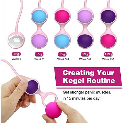 Beautiful Kegel Set: 5 Bile Vaginale Progresive, Discrete Multicolor