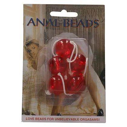 Bile Anale Clear Beads Large Roșu
