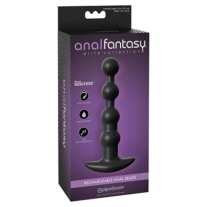 Bile Anale Cu Vibrații Reîncărcabile Anal Fantasy Negru