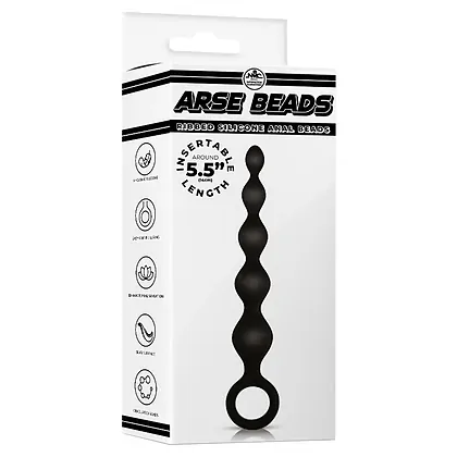 Bile Anale Din Silicon Cu Striații 14cm Negru