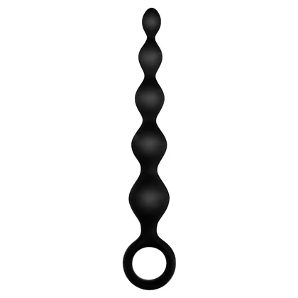 Bile Anale Din Silicon Cu Striații 14cm Negru