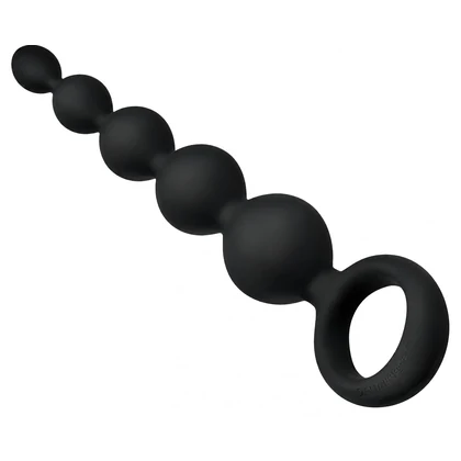 Bile Anale Din Silicon Cu Striații 14cm Negru