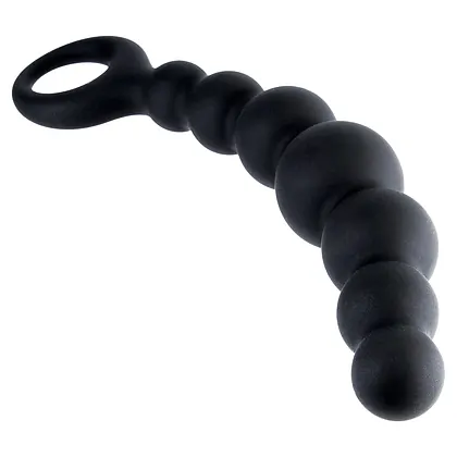 Bile Anale Din Silicon Cu Striații 18cm Negru