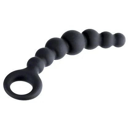 Bile Anale Din Silicon Cu Striații 18cm Negru