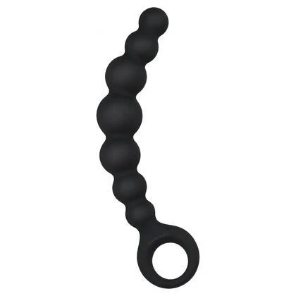 Bile Anale Din Silicon Cu Striații 18cm Negru