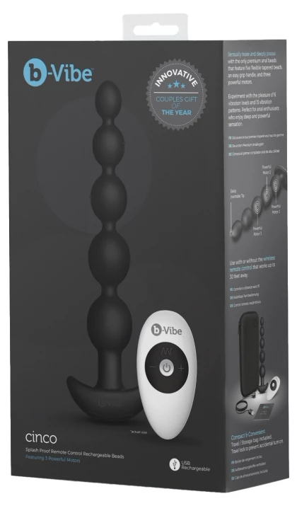 Bile Anale Telecomandate b-Vibe Cinco Negru