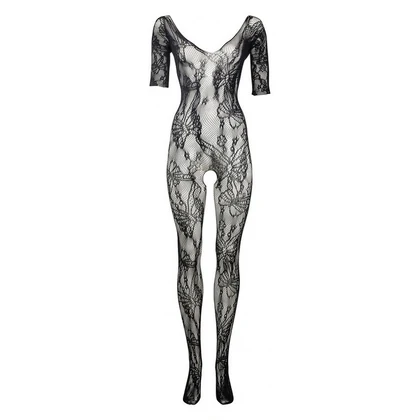 Catsuit Le Désir Lace Sleeved Negru S-L
