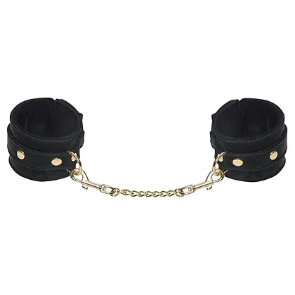 Cătușe Bad Kitty Negre Catifelate cu Lanț Auriu Detașabil