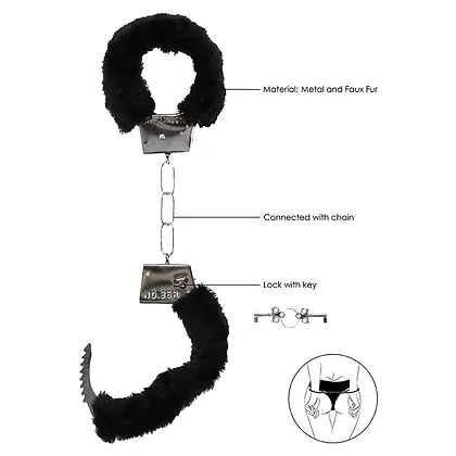 Cătușe Beginners Handcuffs Furry Negru