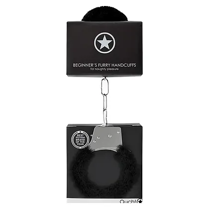 Cătușe Beginners Handcuffs Furry Negru