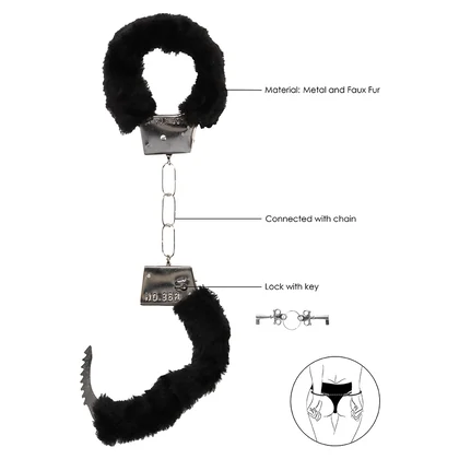 Cătușe Beginners Handcuffs Furry Negru