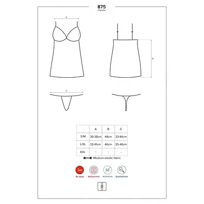 Chemise Obsessive 875-CHE Negru L-XL