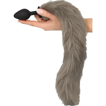 Coada Fluffy Gri cu Plug Din silicon You2Toys — 45 cm