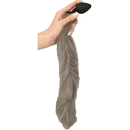 Coada Fluffy Gri cu Plug Din silicon You2Toys — 45 cm