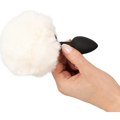 Coadă Pufoasă White S – Plug Flexibil Din silicon, 14.2 cm Alb