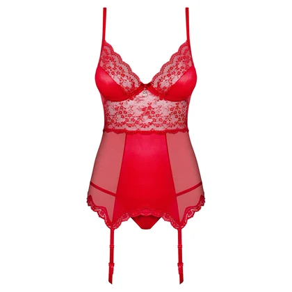 Corset Cu Portjartier Obsessive Lovica Roșu 2XL