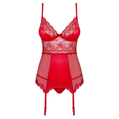 Corset Cu Portjartier Obsessive Lovica Roșu L-XL