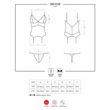 Corset Alb Elegant Obsessive 810-COR S-M