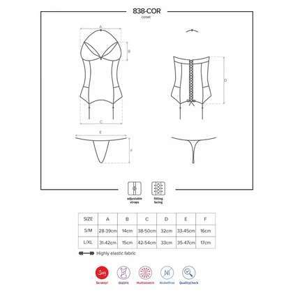 Corset Obsessive 838-COR Roșu S-M