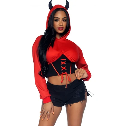 Costum Leg Avenue Devil Cropped Hoodie Roșu M-L