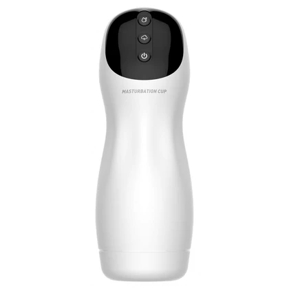 Deluxe Pro Masturbator Reîncărcabil cu Contracții și Vibrații Alb