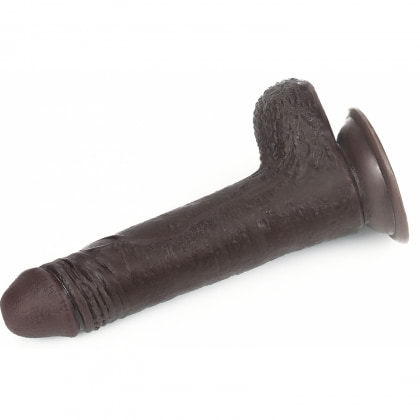 Dildo Sliding Skin Dual Layer cu Testicule și Ventuză