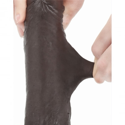 Dildo Sliding Skin Dual Layer cu Testicule și Ventuză