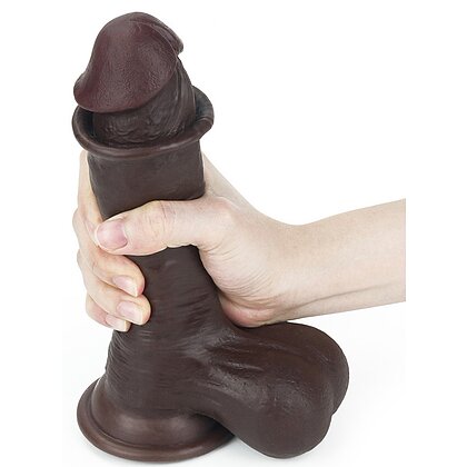 Dildo cu Ventuză Sliding Skin Dual Layer Dong Maro