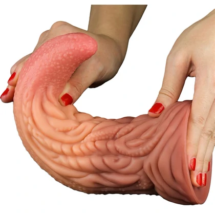Dildo În Formă De Limbă Platinum 25cm – Strat Dublu Maro