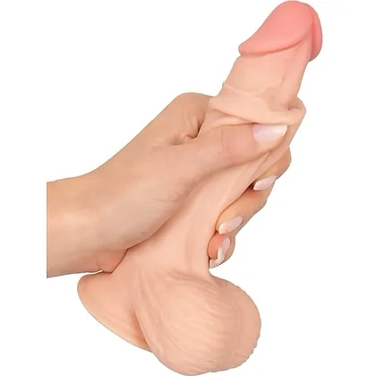Dildo Nature Skin 18.7 cm cu Piele Mobilă și Ventuză