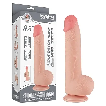 Dildo Realist LoveToy 24 cm TPE Dual Density Ventuză