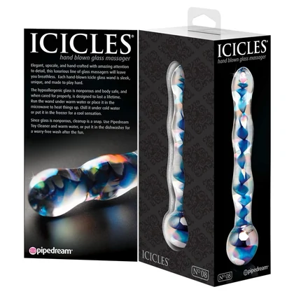Dildo Sticlă Icicles No 8 Transparent 17.8cm