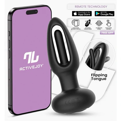 Dop Anal Cu Limbă Oscilantă Aplicație Smartphone Negru