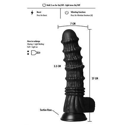 Dragon Monster 27cm — 9 Moduri, Reîncărcabil, Negru