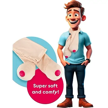 Eșarfă Haioasă cu Două Forme De Sân, Bej Pufos