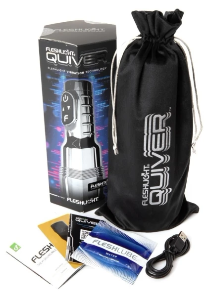 Fleshlight Quiver — Masturbator Vibrant, Reîncărcabil Argintiu