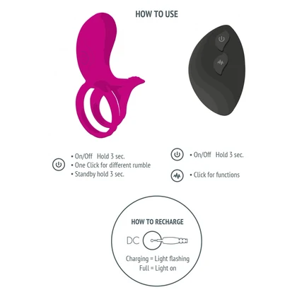 Inel Dublă Stimulare Couples Stimulator Ring Fuchsia