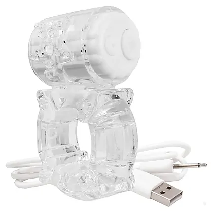 Inel Erecție Vibrații Reîncărcabil The Screaming O Transparent