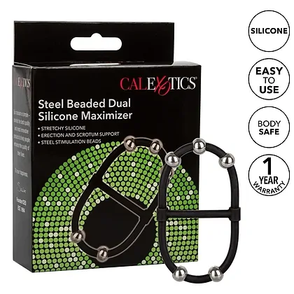 Inel Penis Beaded Dual Silicone Maximizer Negru