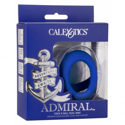 Inel Penis Dual Ring cu Suport pentru Testicule Albastru